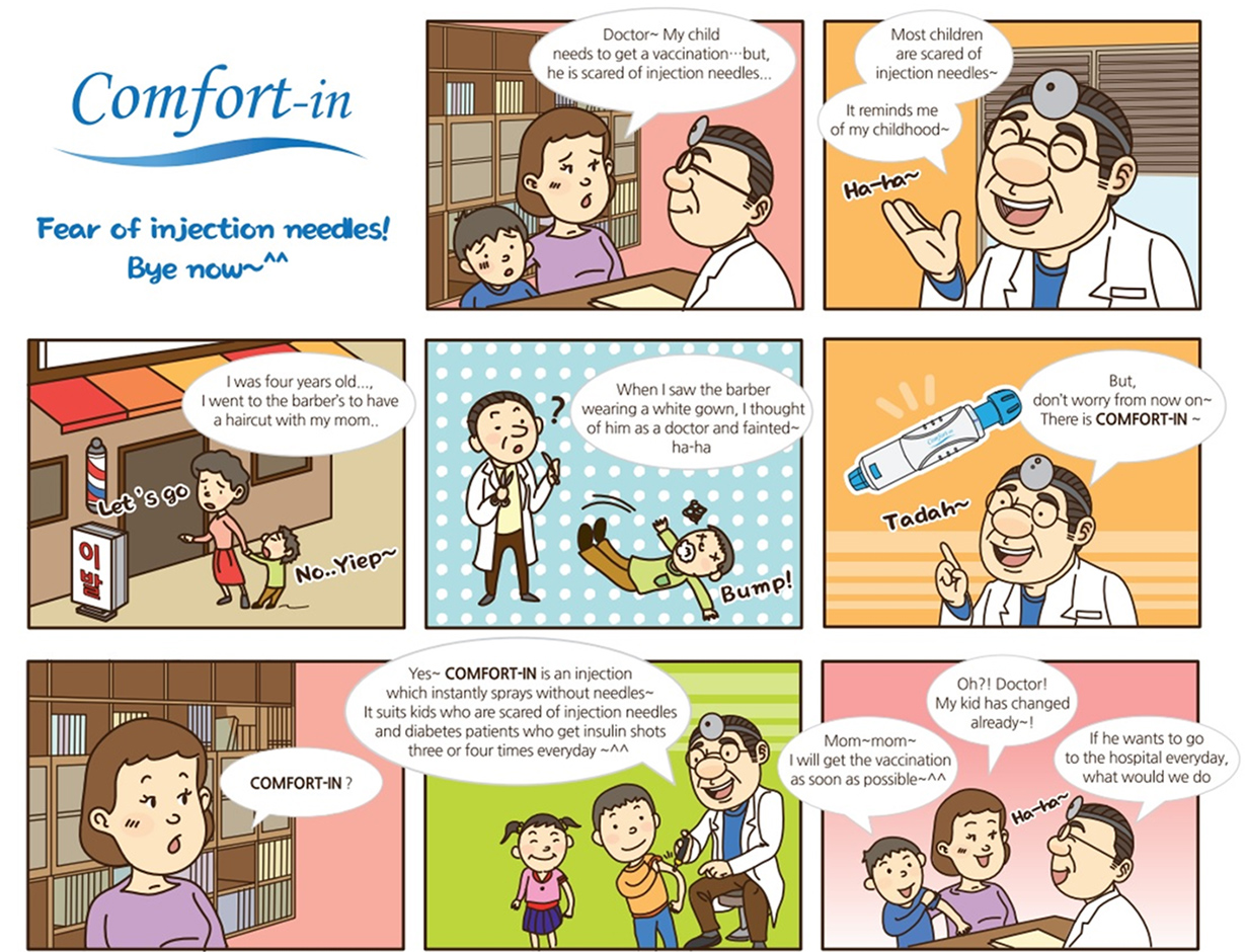 Cartoon about comfort-in : Fear of injection needles! buy now~^^